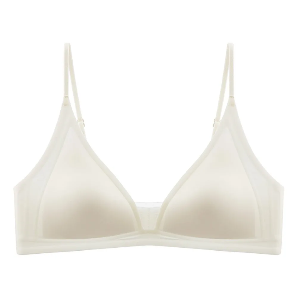 

Thin Satin Wireless Deep V Bra Close-fitting Anti-sagging Push Up Underwear Adjustable Shockproof Brassiere for Women