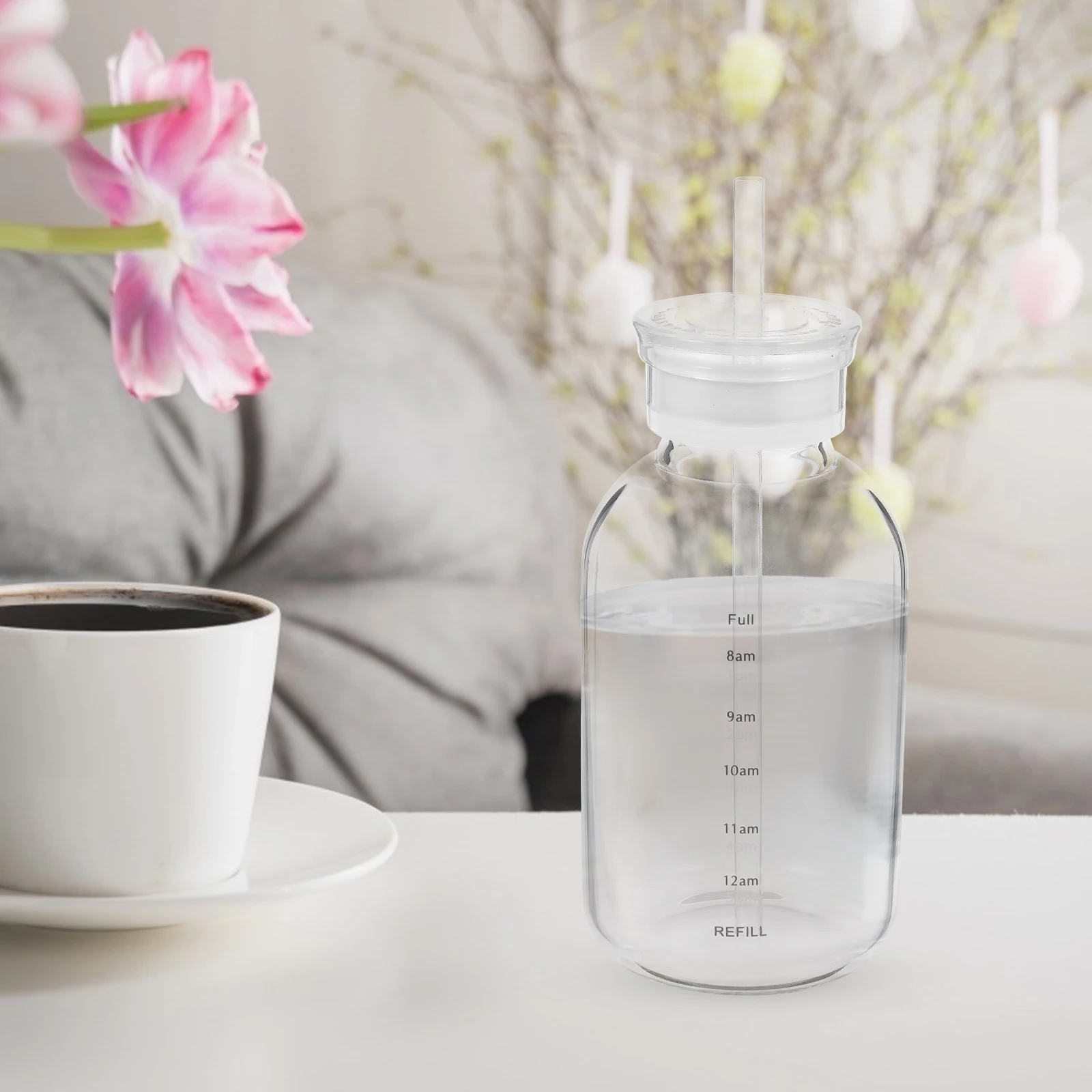 

1Set Juice Bottle Glass Drinking Cup with Straw Lid Large Capacity Reusable Coffee Water Cup Glass Mug Straw Water Bottle