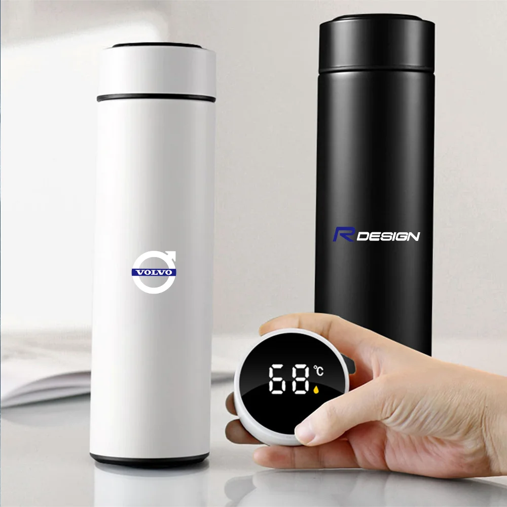 1pc Car Smart Thermos Mug Insulation Cup Led Digital Temperature Display For Volvo Rdesign XC60 XC90 V40 V50 V60 AWD S60 S80 S90