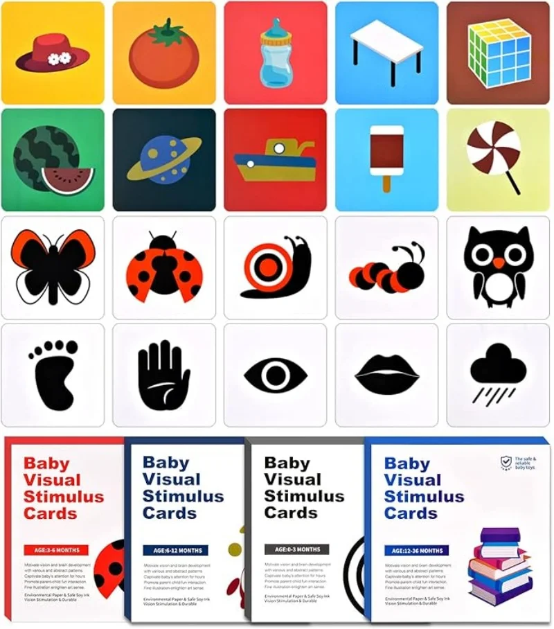 

Flash Stimulation Visual Cards High Contrast Baby Brain Interactive Sensory Game Black And White Early Development Toys