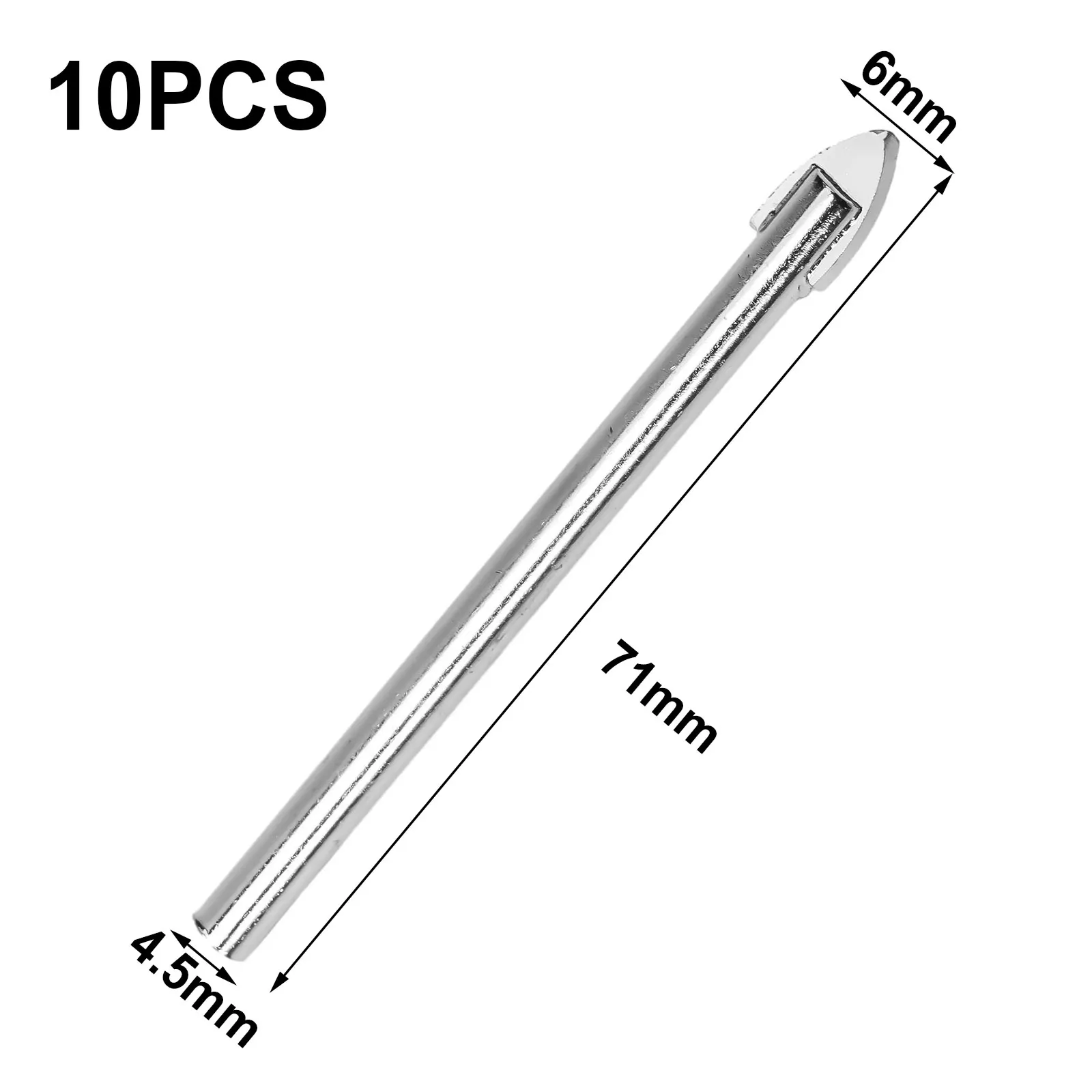 10pcs Cemented Carbide 6mm Drill Bits for Smooth Drilling in Ceramic Tiles Glass and Other Brittle Building Materials