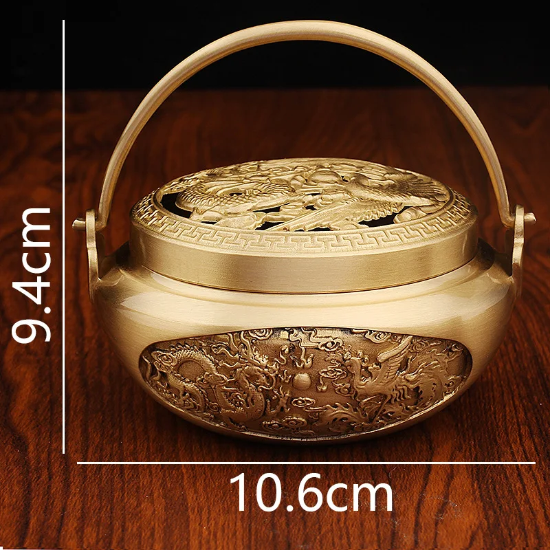 

Brass Hand Warmer Fire Gun Incense Burner Dragon and Phoenix Auspicious Century-Old Harmony Mandarin Duck Charcoal Wedding Dowry