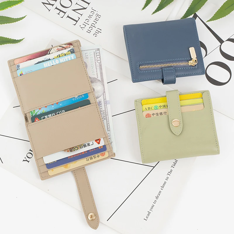 Genuine Leather Fashion Card Holder Luxury Brand Casual Portable Card Wallet For Woman Custom Name Folding Business Coin Purse