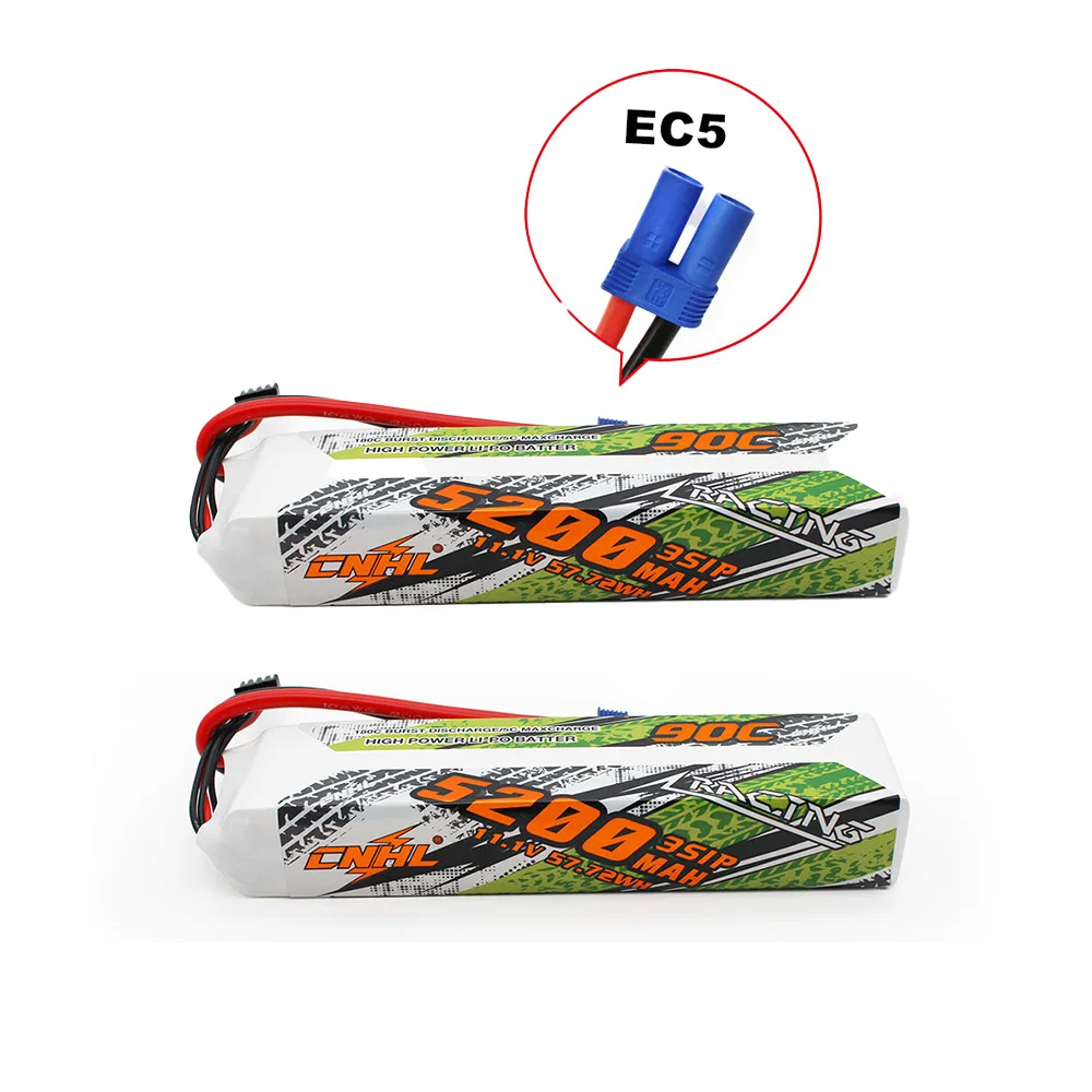 

2pcs CNHL Racing Series 5200mAh 11.1V 3S 90C Lipo Battery with EC5 Plug for RC Car Quadcopter Boat RC Airplane Model RC Parts