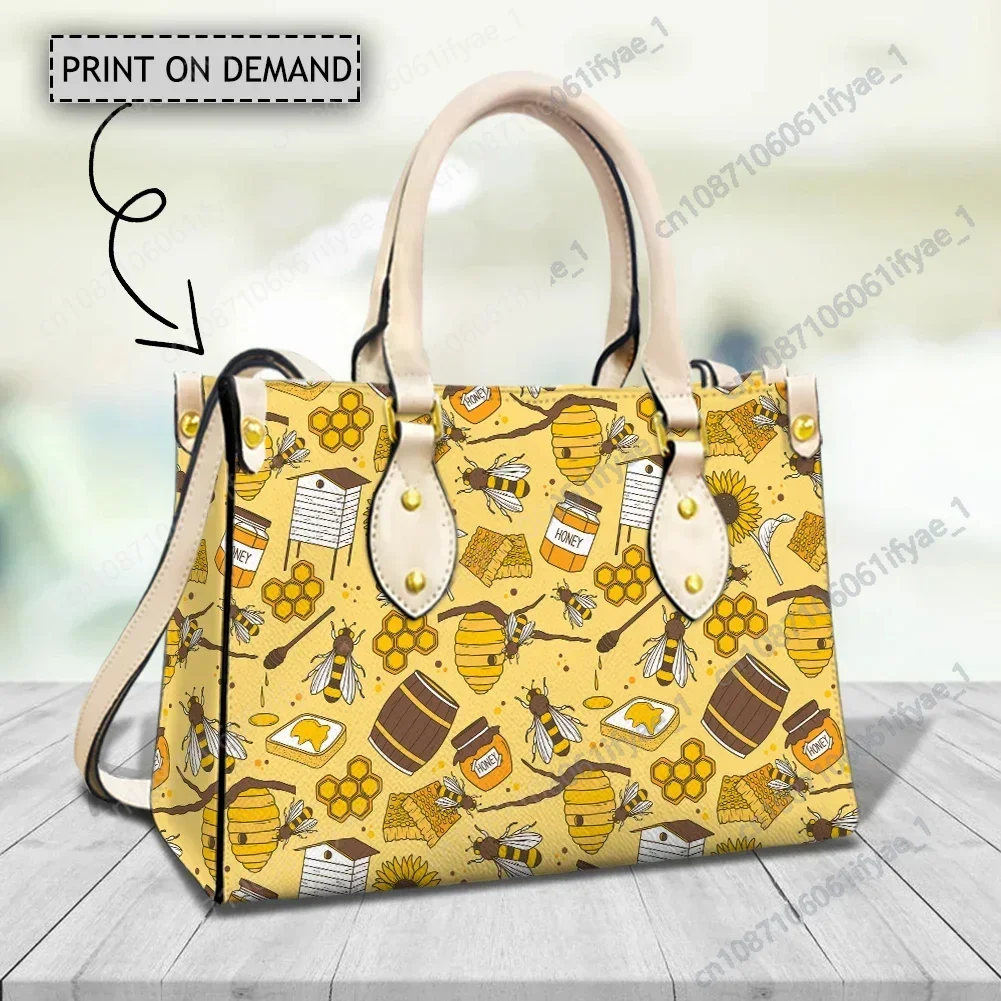 Luxury Brand Cartoon Bee Print Casual Handbag for Women Girl Long Strap Shoulder Messenger Bags Blessing Witchcraft Femme Bolsas