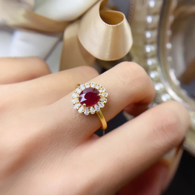 Natural Ruby Rings for women silver 925 jewelry luxury gem stones 18k gold plated free shiping items