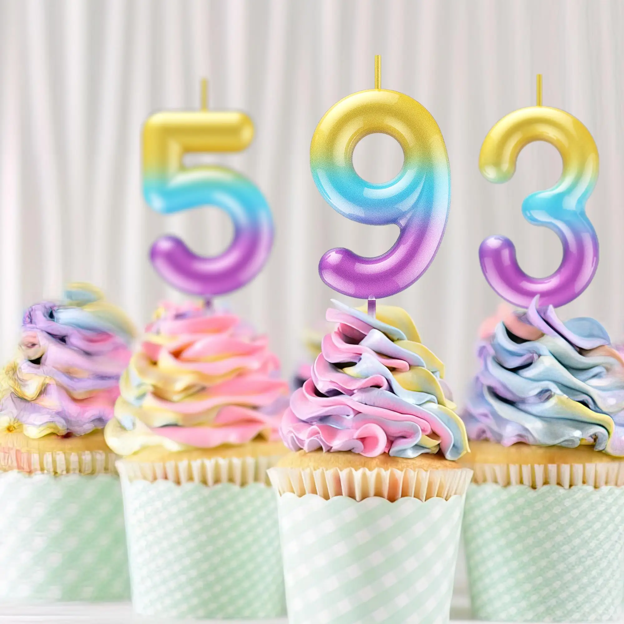 Tęczowa świeczka z numerem Happy Birthday Świeczka z numerem 3D odpowiednia do dekoracji tortu urodzinowego Rocznica ślubu