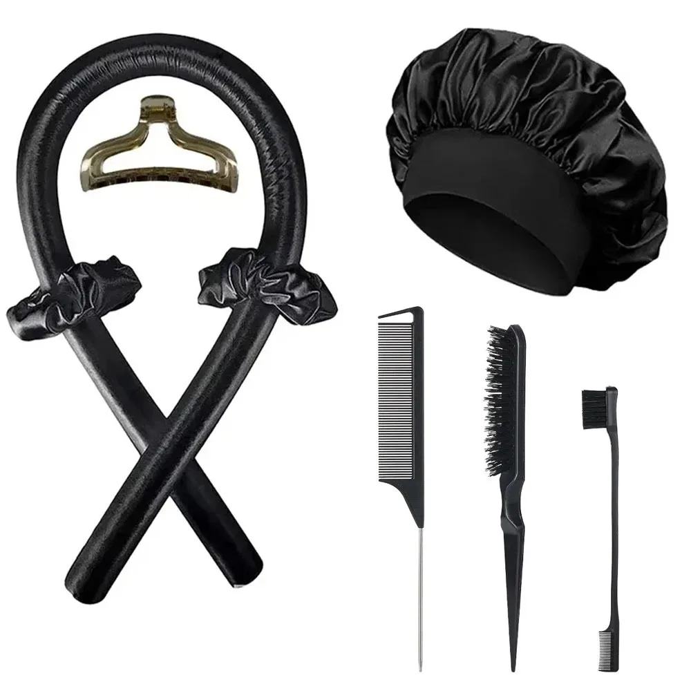 Ensemble de fer à friser sans chaleur, capuchon de nuit, ensemble de rouleaux de cheveux, bigoudis paresseux, bandeau, rouleaux de poils, brosse à poils, outils de coiffure