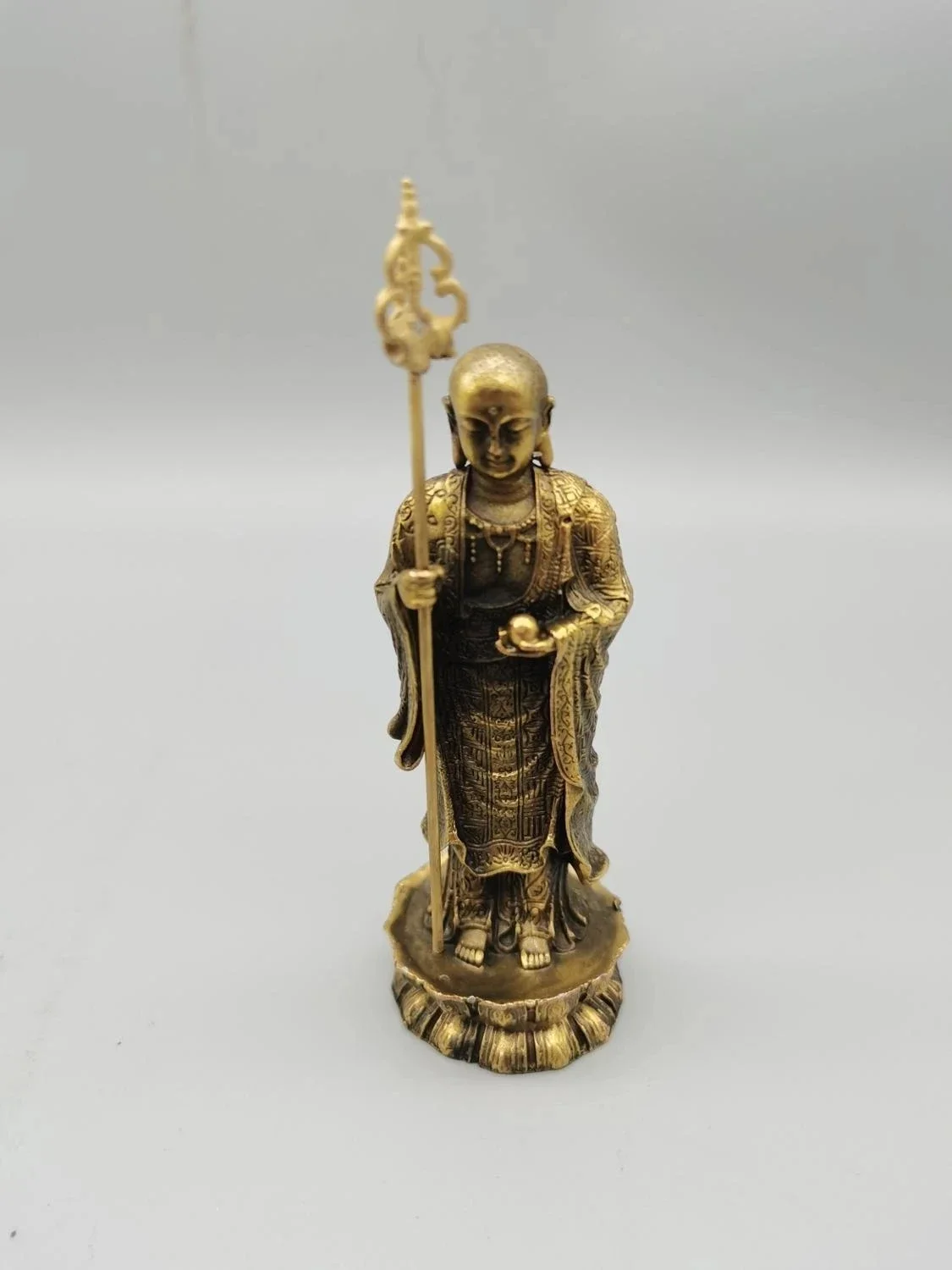 CHINA antique brass fengshui Bodhisattva of dizang King small Statue Metal crafts family decorations statue