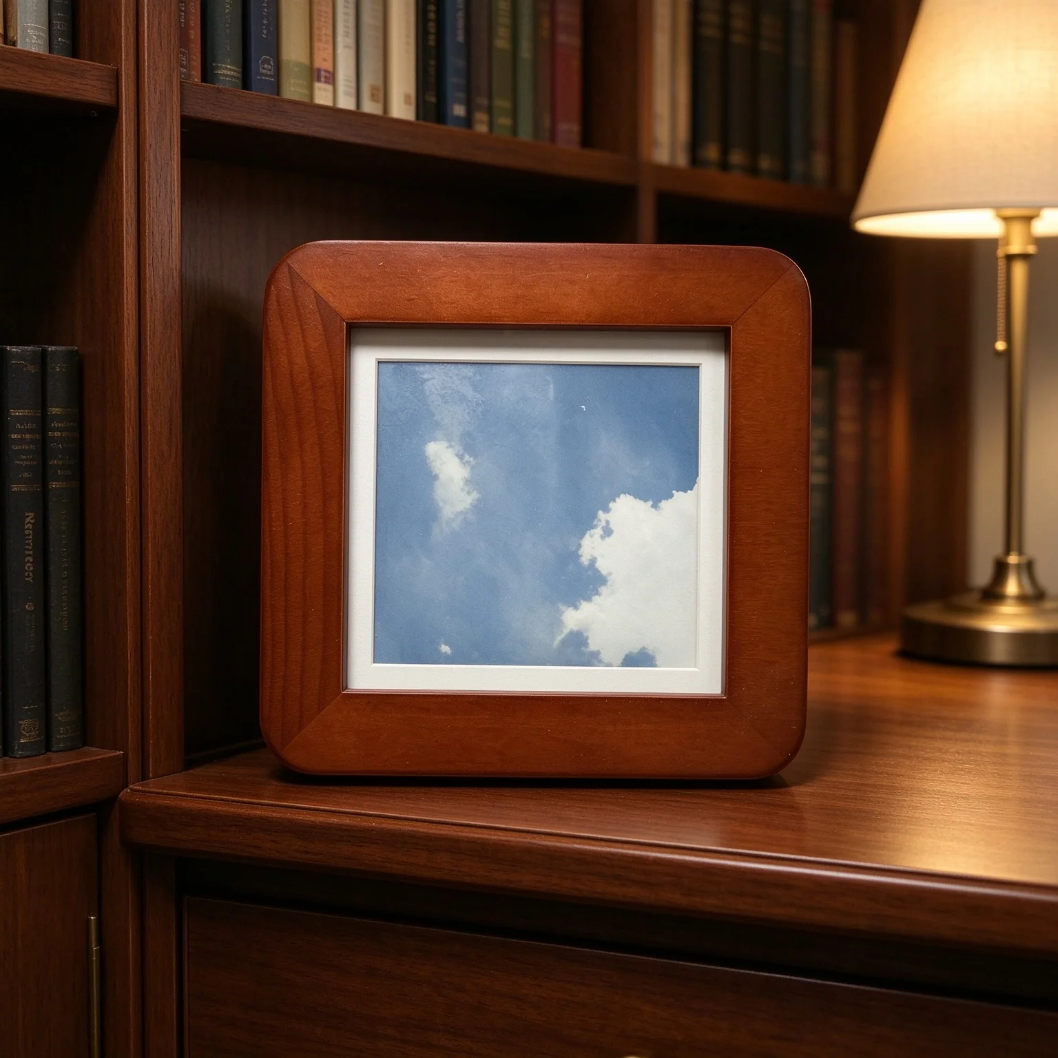 Square Imitation Wood Photo Frame Rounded Corner Walnut Brown Picture Frame Desktop Tabletop Display Home Decor Photo Holder