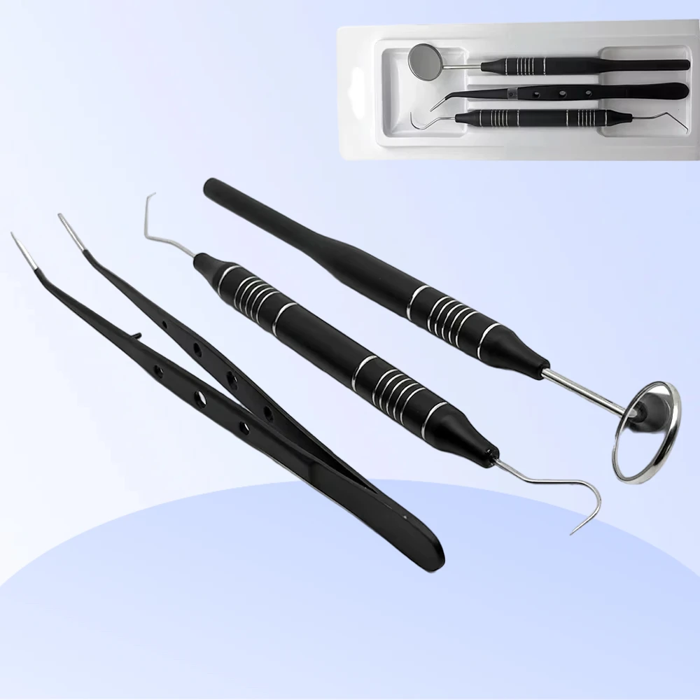 

3 шт./компл., зеркало для рта, пинцет, кривый зонд, стоматологический инструмент, уход за зубами, чистка, стоматологические инструменты