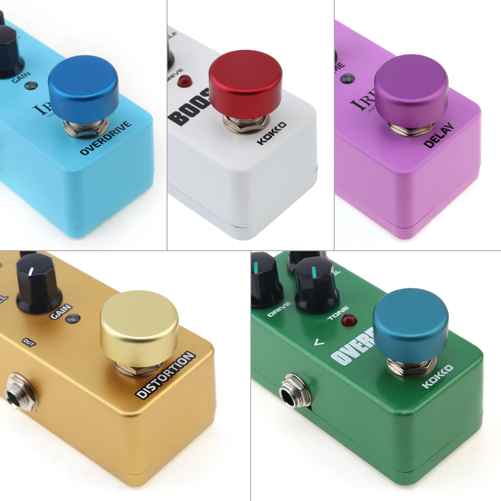 Aluminum Alloy Shell Colorful Dot Painted Guitar Effect Pedal Foot Switch Protection Cap, Tool-Free Snap-On Pedal Foot Nail Cap