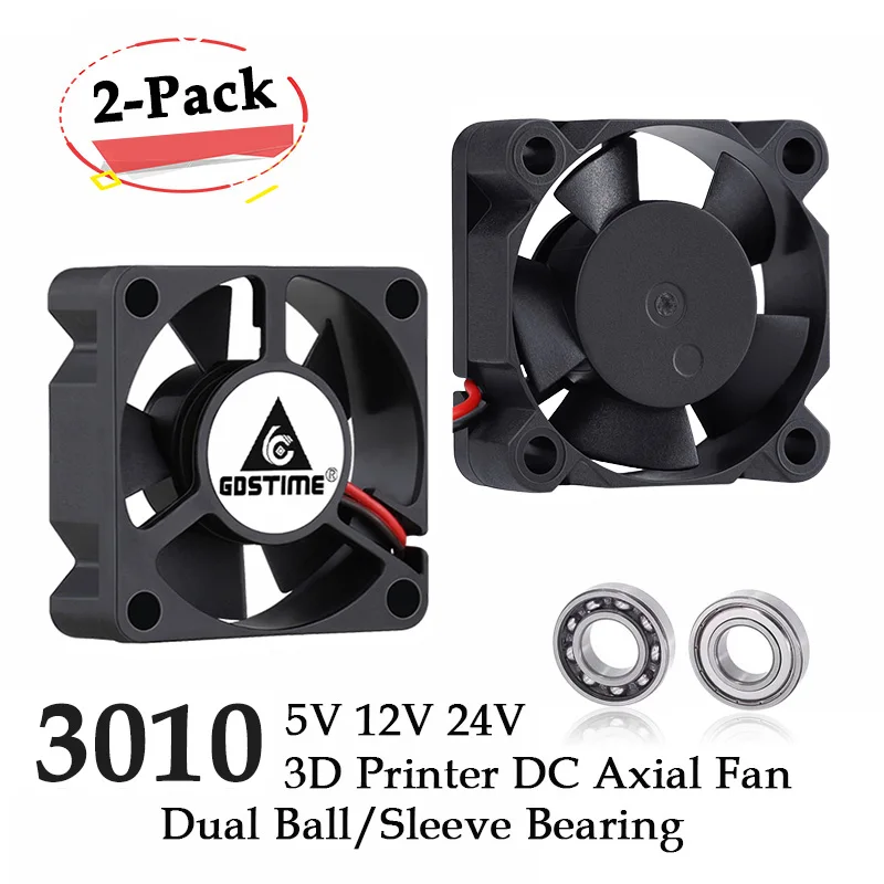 2 sztuk Gdstime podwójne łożysko kulkowe DC 24V 12V 5V 3cm 30mm 30x30x10mm 3010 bezszczotkowy Mini wentylator chłodnicy