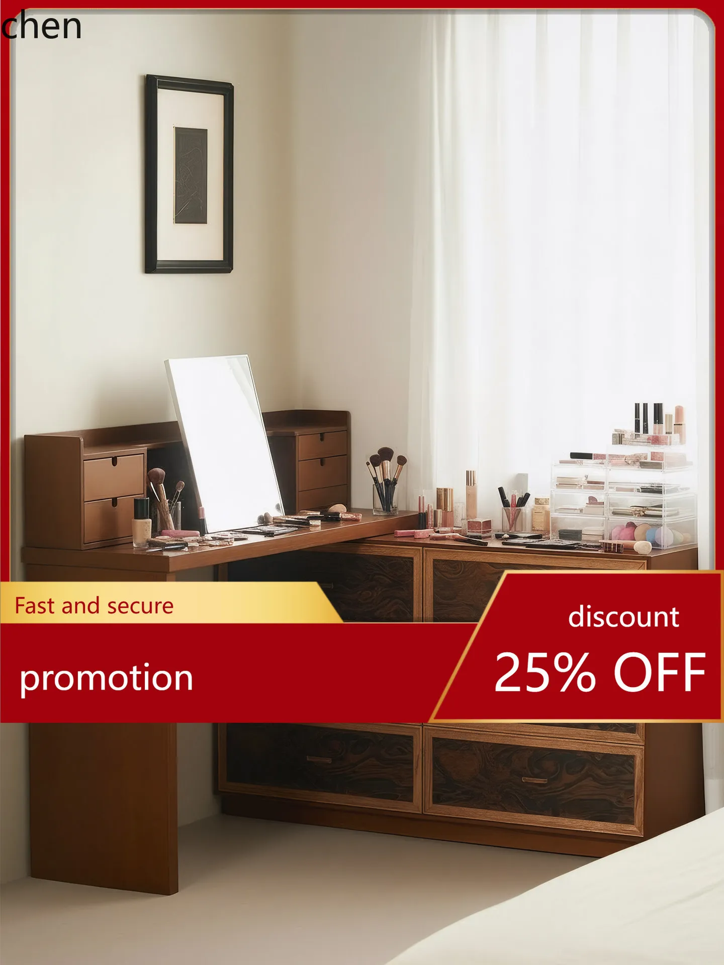 

HT Vintage Dressing Table and Chest of Drawers Integrated Corner Makeup Table Bedroom Storage Bedside Cabinet