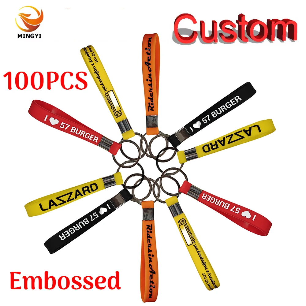 

50PCS / 100PCS Custom Silicone Keyrings Personalized Customized Rubber Keychains Embossed ID Keytags Car LOGO For Events Party