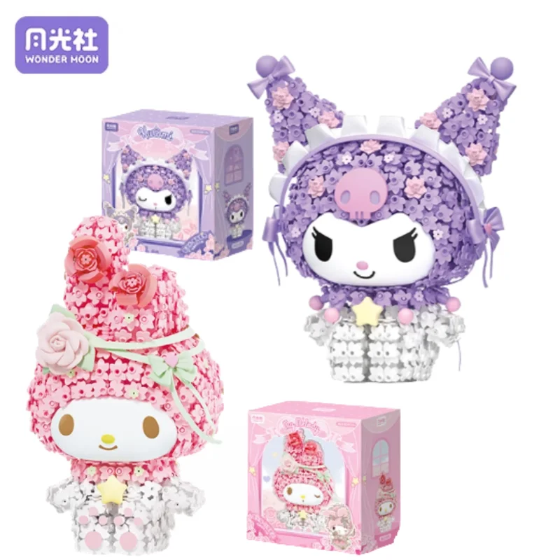 

Sanrio Flower Cluster Building Blocks Construction Kuromi MyMelody DIY Home Decor Assembly Collection Toys Girl Festival Gift