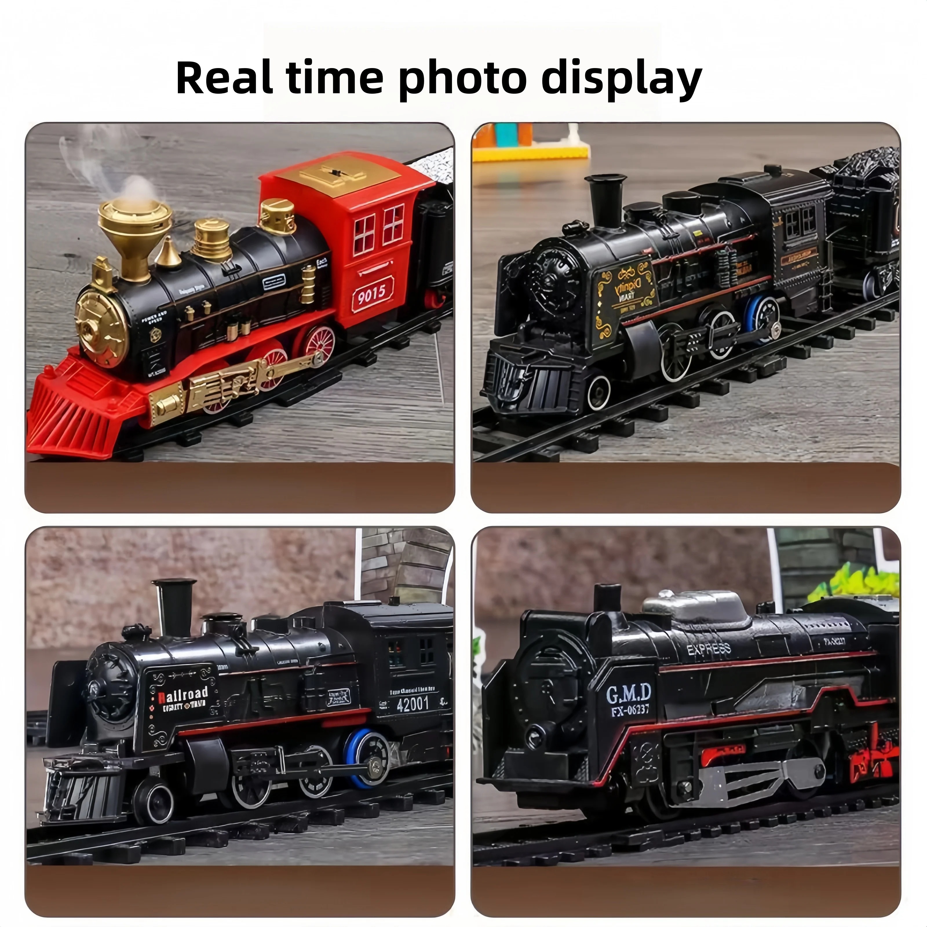 จําลองใหม่ Retro ชุดรถไฟขนาดเล็ก TRACK ที่จอดรถไอน้ํารุ่นรางความเร็วสูงเด็กรถไฟของเล่นเด็กเหมาะสําหรับของเล่น Christm