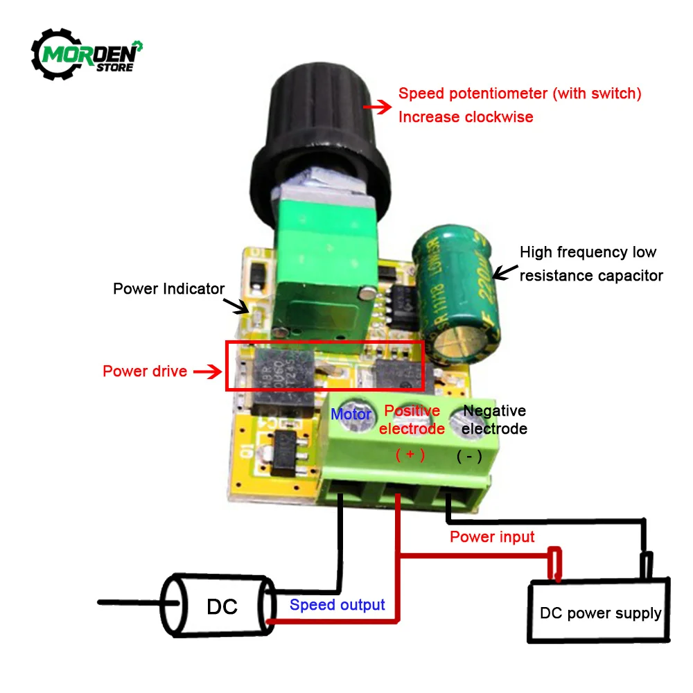 Mini PWM DC Brush Motor Governor Controller 3V 5 12 24V s Speed Switch Ultra-Small Led Dimmer for Electrical Tool