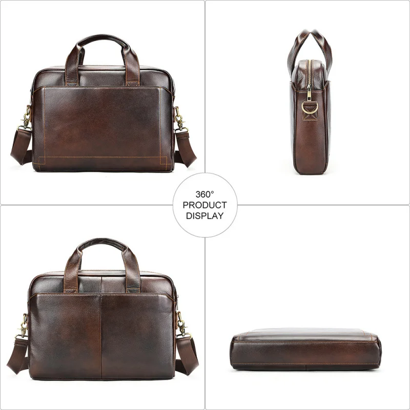Bolsa masculina de couro genuíno, maleta de couro bovino de camada superior, bolsa para laptop de couro genuíno, bolsa executiva