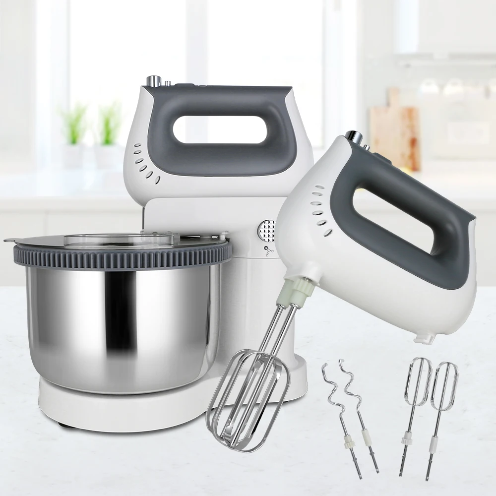 5-Speed Manual Hand Mixer 360 Watt Electric Cake Mixer Dough Hooks Wire Whips Egg Beater Portable Mixer Storage Base ABS Plastic