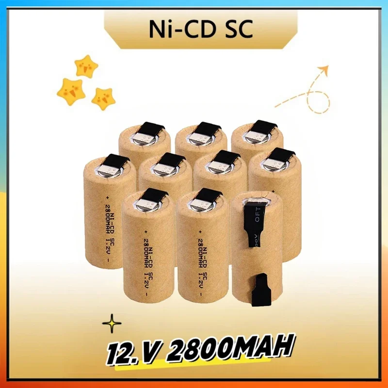 2024 จัดส่งฟรีแบตเตอรี่ชาร์จ 2024 ใหม่คุณภาพสูง 1.2V SC 2800MAH NI-CD เหมาะสําหรับไขควงไฟฟ้า,ฯลฯ