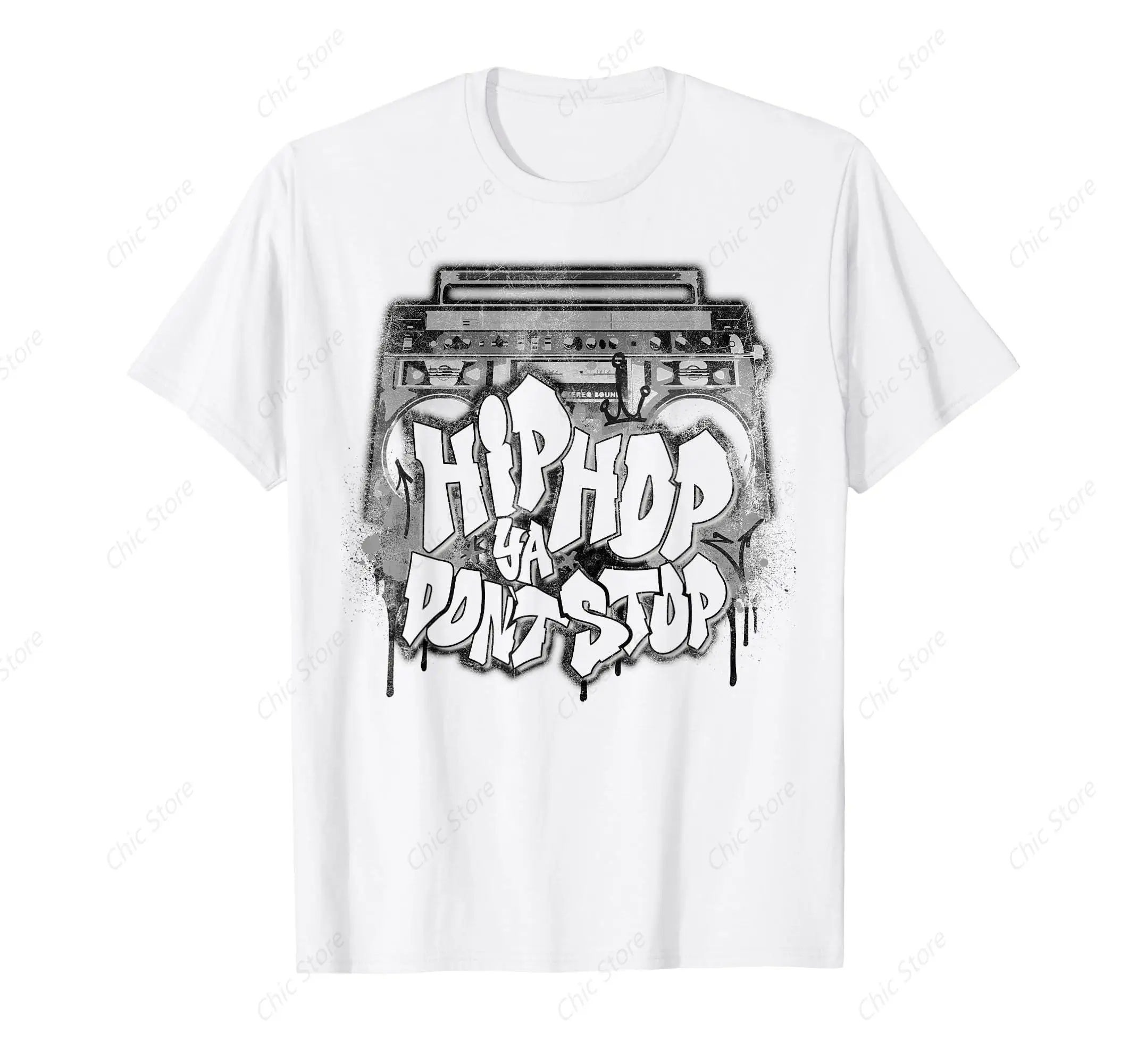 Hip Hop Ya Don't Stop - Old School 80s 90s Boombox T-Shirt Cotton O-Neck Short Sleeves Mens Clothing for Casual Outdoor Shirts