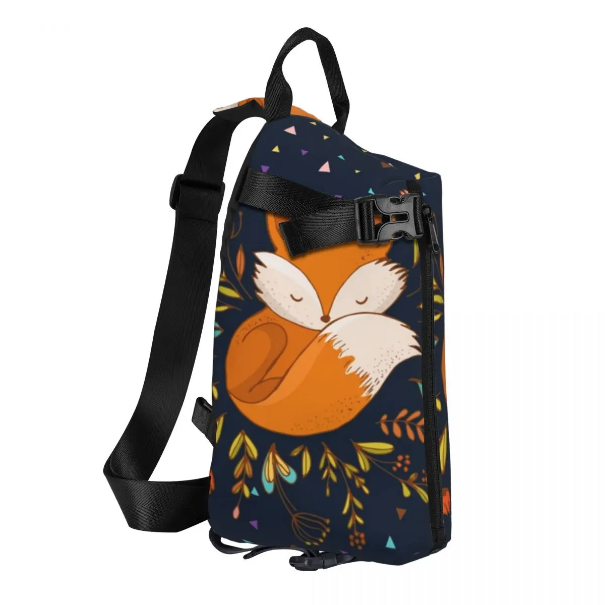 Cute Fox Flowers And Triangles Shoulder Bags Animal Running Chest Bag Men Travel Designer Sling Bag Retro Phone Small Bags