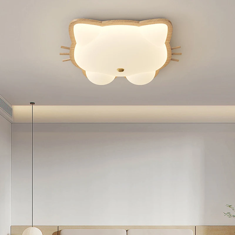 Imagem -05 - Aipaite-lâmpada de Teto Led Moderno Urso Gato Nuvem Madeira pe Luzes para Quarto Sala de Estudo Luminária Quarto de Criança