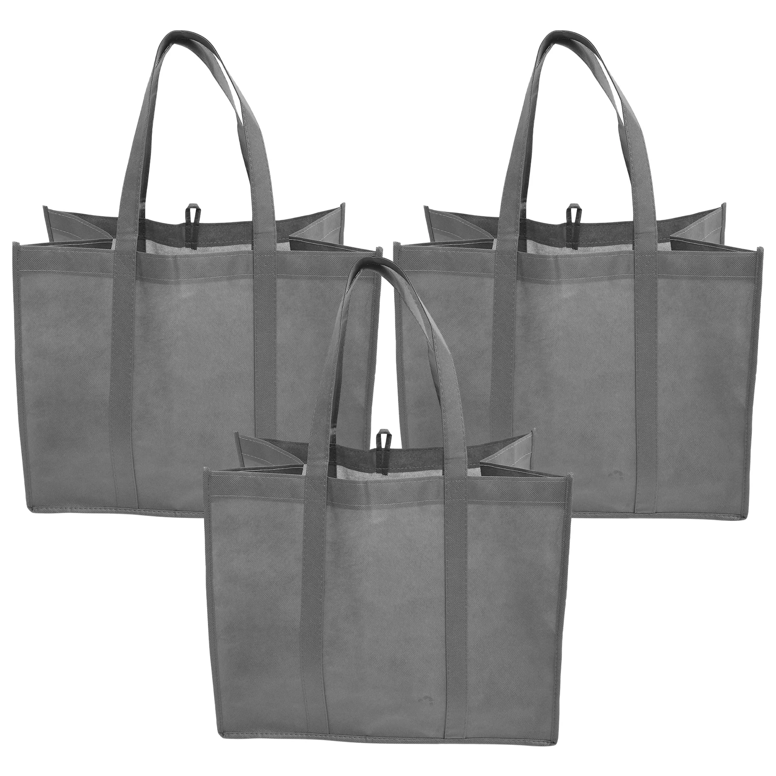

3pcs Shopping Bag Set Large Capacity Foldable Reusable Non-woven Fabric Tote Bags 41x26x33 Gray Storage Solution