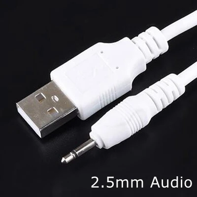 White USB Jack Aux 2.5mm 3.5mm Mono Audio cable USB 3.5 mm 4 Pole 3.5 USB 2.0 to DC3.5mm 90 Degree 2A charging power cable 3FT