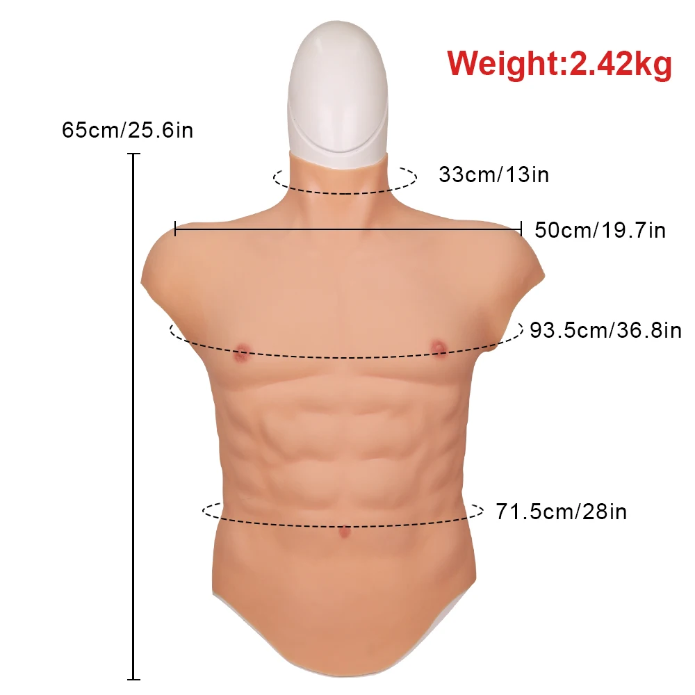 Tgirl Muscle Chest Muscle Suit Macho Fake Silicone Belly Artificial Simulation  Abs for Transgender Cosplay Male pecto