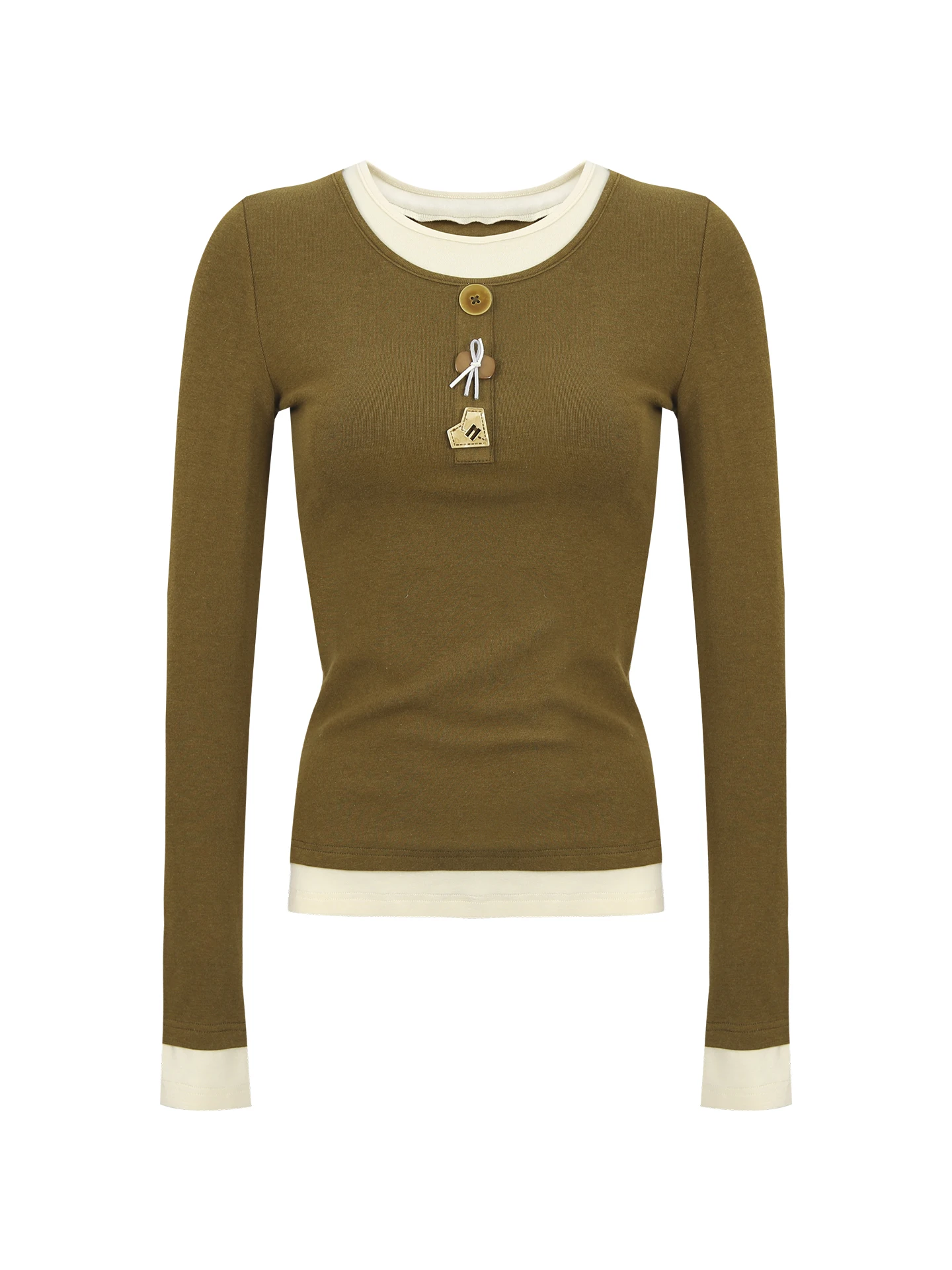 قميص نسائي طويل الأكمام من ريد سيليبريتي كلوب، ملابس داخلية بتصميم قطعتين وهمي، قميص عصري بأسلوب عملي مصنوع من مزيج القطن #5