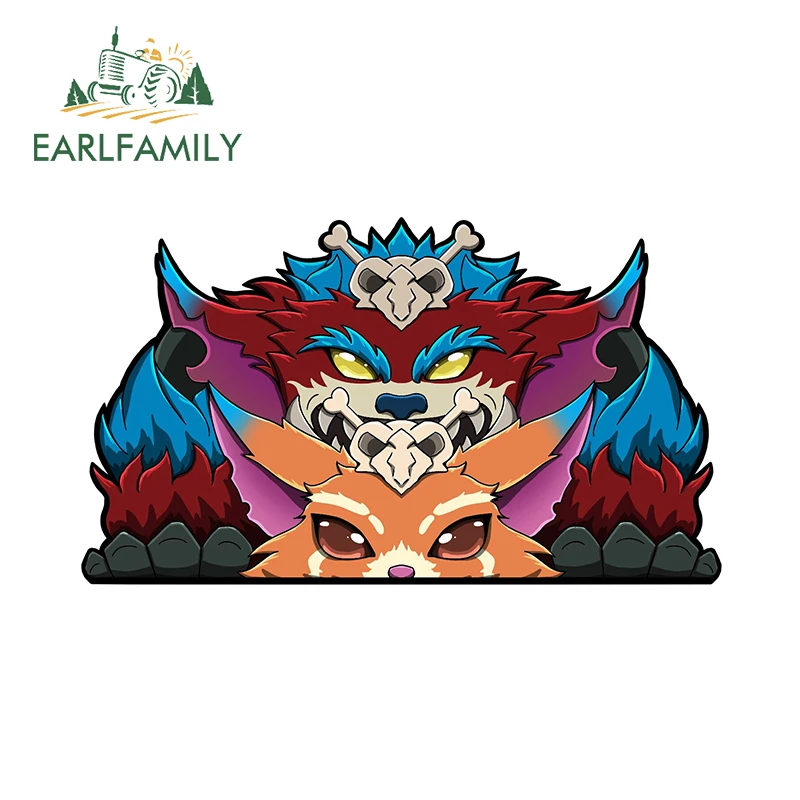 EARLFAMILY 13cm x 7.5cm League of Legends Yordle Chibi Decal Peeker Game Character Phone Car Stickers Cool Car Accessories