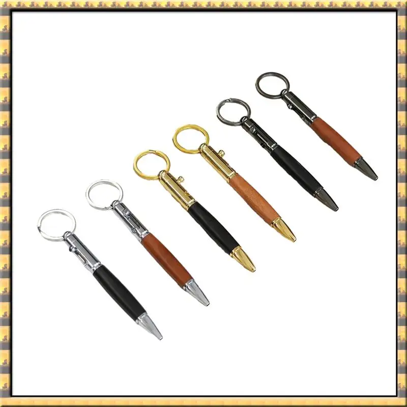 

Набор мини-ручек с болтами, 6 шт., дорожная карманная ручка-брелок, короткая компактная тактильная шариковая ручка из дерева с 5 сменными стержнями
