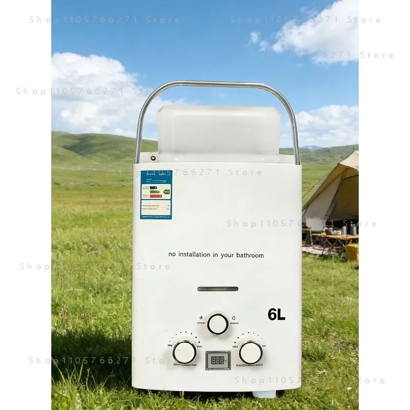 6L Propane Gas LPG Tankless Water Heater 12KW Stainless Steel Instant Hot Water Heater for Outdoor Camping With Shower Head Kit