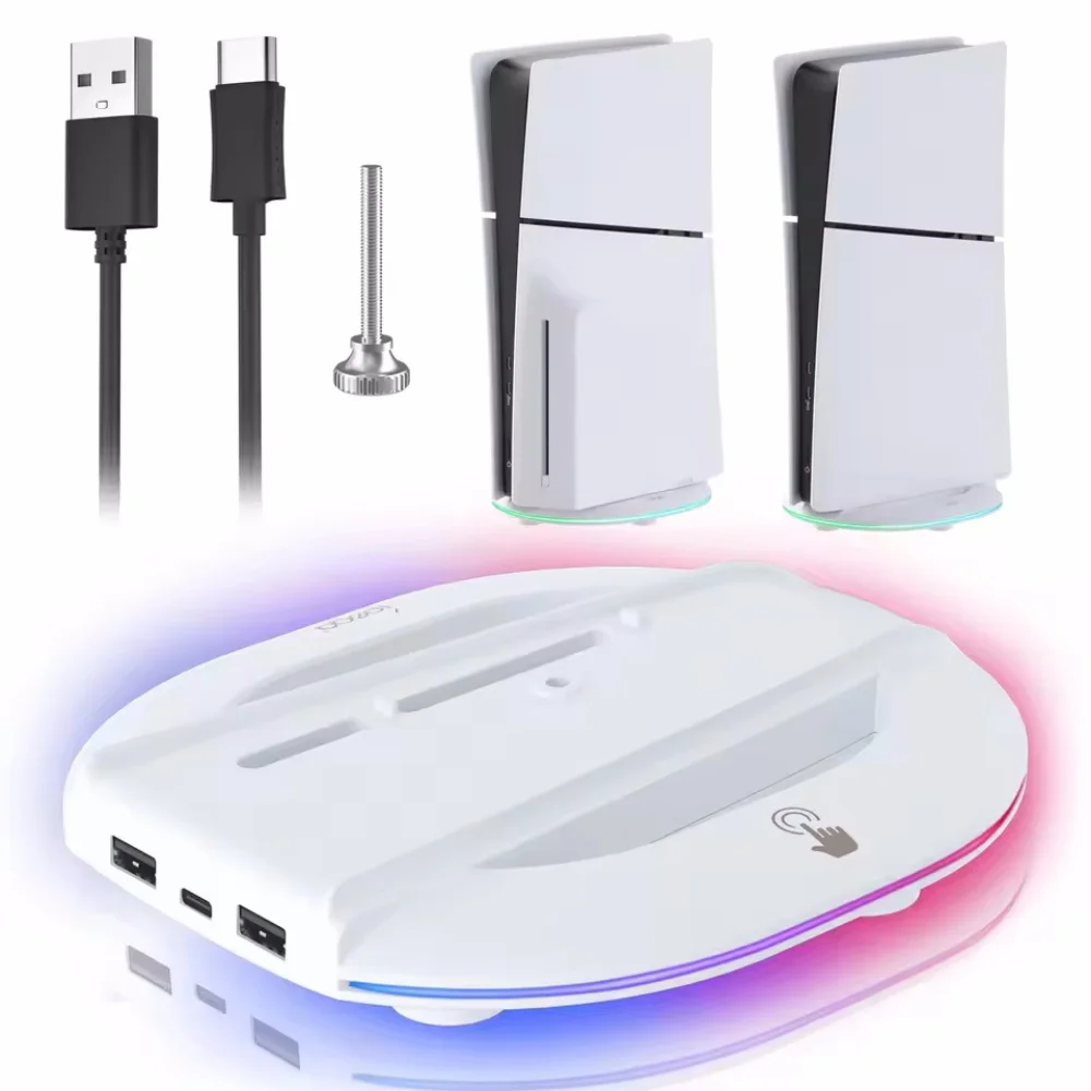 Vertical Cooling Stand with RGB Light For PS5 Slim / PS5 Pro Console Anti-Slip Base Bracket Holder Bracket Gaming Accessories