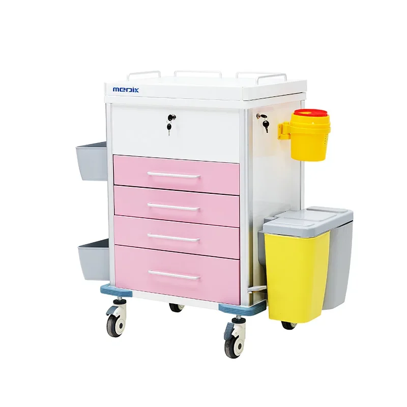 MK-C08 Medical Hospital Furniture Abs Emergency Medical Trolley for Hospital Usage Medicine Trolley Cart