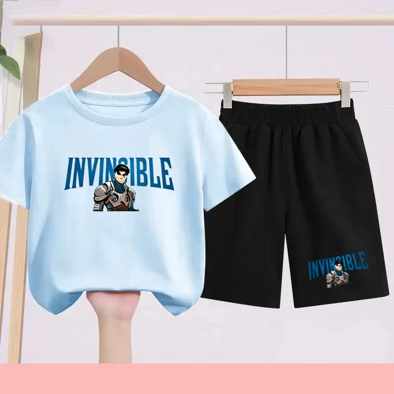 

2026Summer Cartoon-patterned T-shirt for Children Aged 3-12, Suitable for Boys and Girls. Short Sleeve + Short for Sportswear