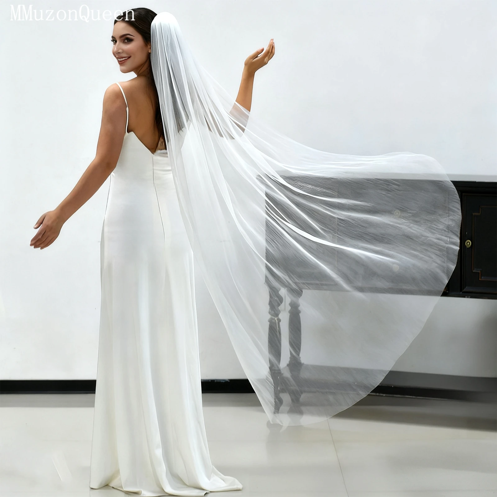 

TOPQUEEN V192 Простая сложенная свадебная фата, однослойная текстурированная фата, вертикальные сложенные свадебные аксессуары, настраиваемые