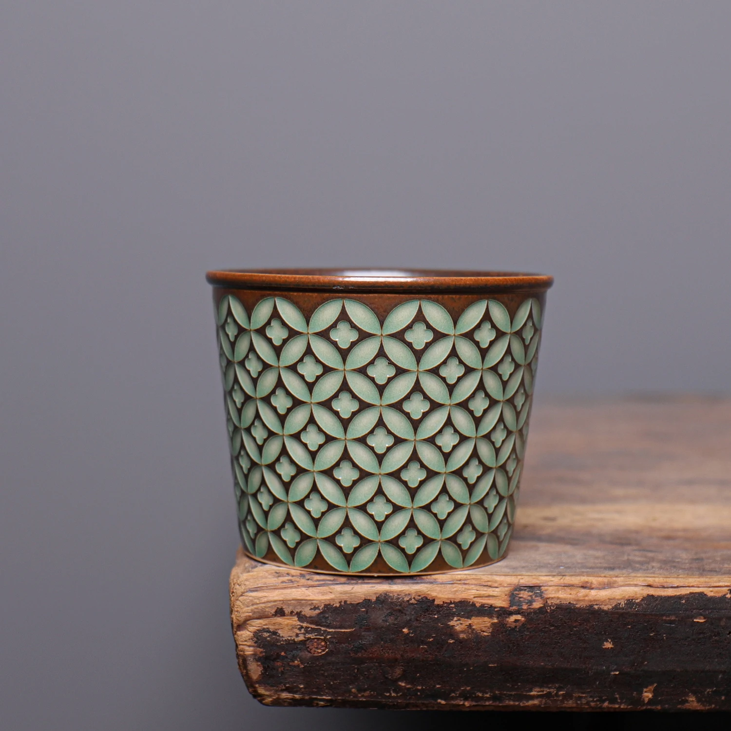 

Retro Geometric Pattern Cerc Tea Cup Coffee Cup Pig Mouth Single Cup Owner Cup een Texture Tea Set Handmade Porcelain