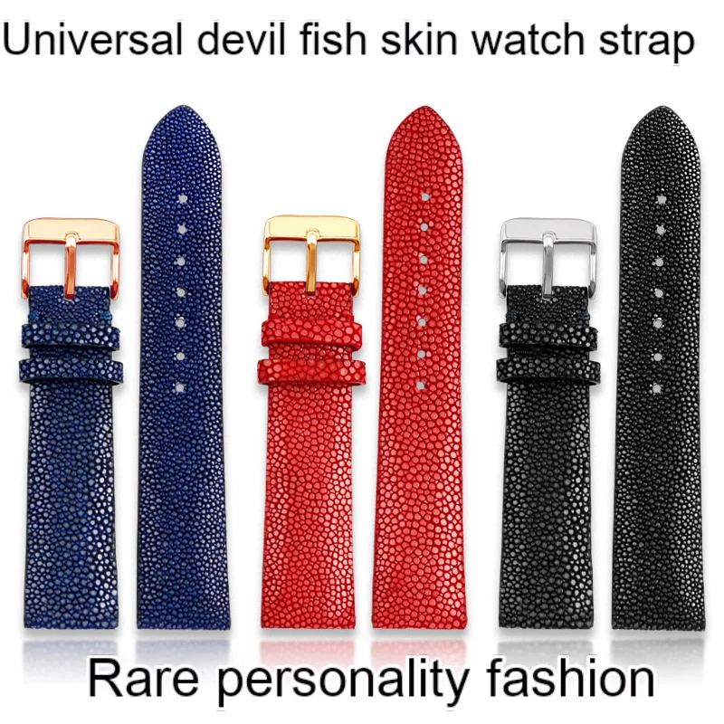 

Devil fish skin strap Universal Watch Strap For Omega Tissot Longines Band 20mm 22mm Pearl Fish Skin Bracelet Red Watch Chain