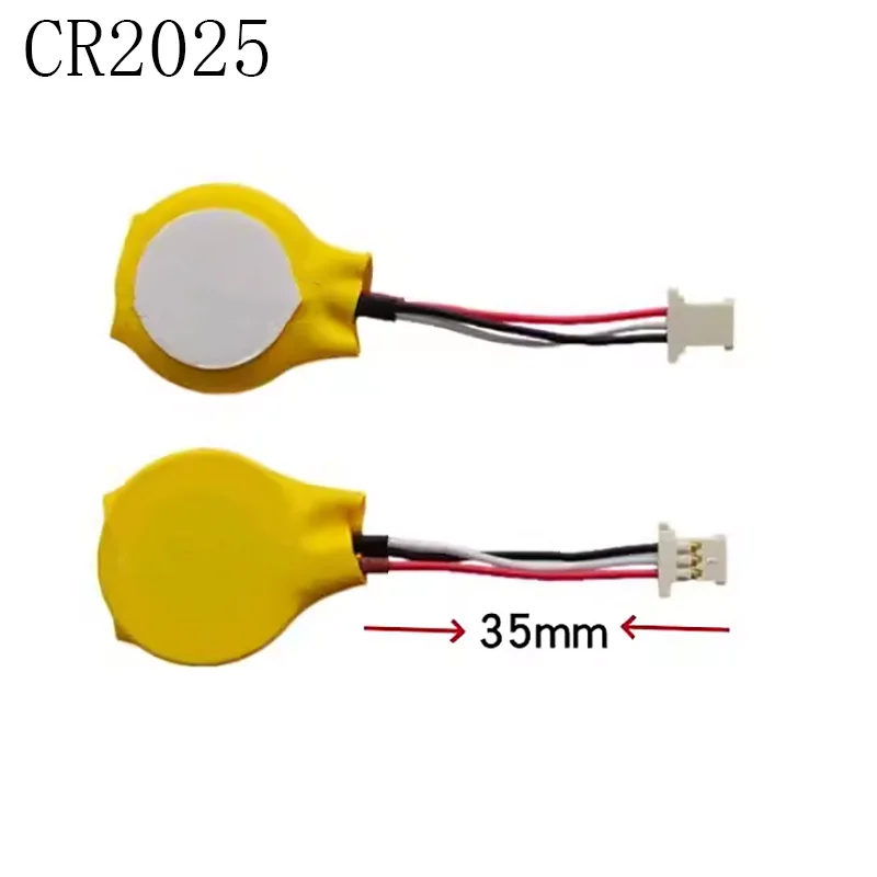 2PCS CR2025 Button Cell Battery With 3wire 3pins 2025 3V With Flat Mouth Plug For Notebook Motherboard