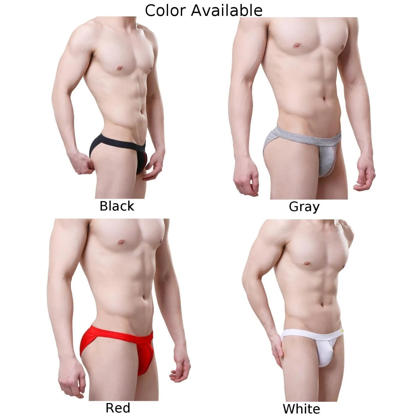 Underpant Mens Briefs Stylish and Sexy Men\'s Breathable Briefs with Thong Design in Modal Fabric สีขาว/สีแดง/สีดํา/สีเทา