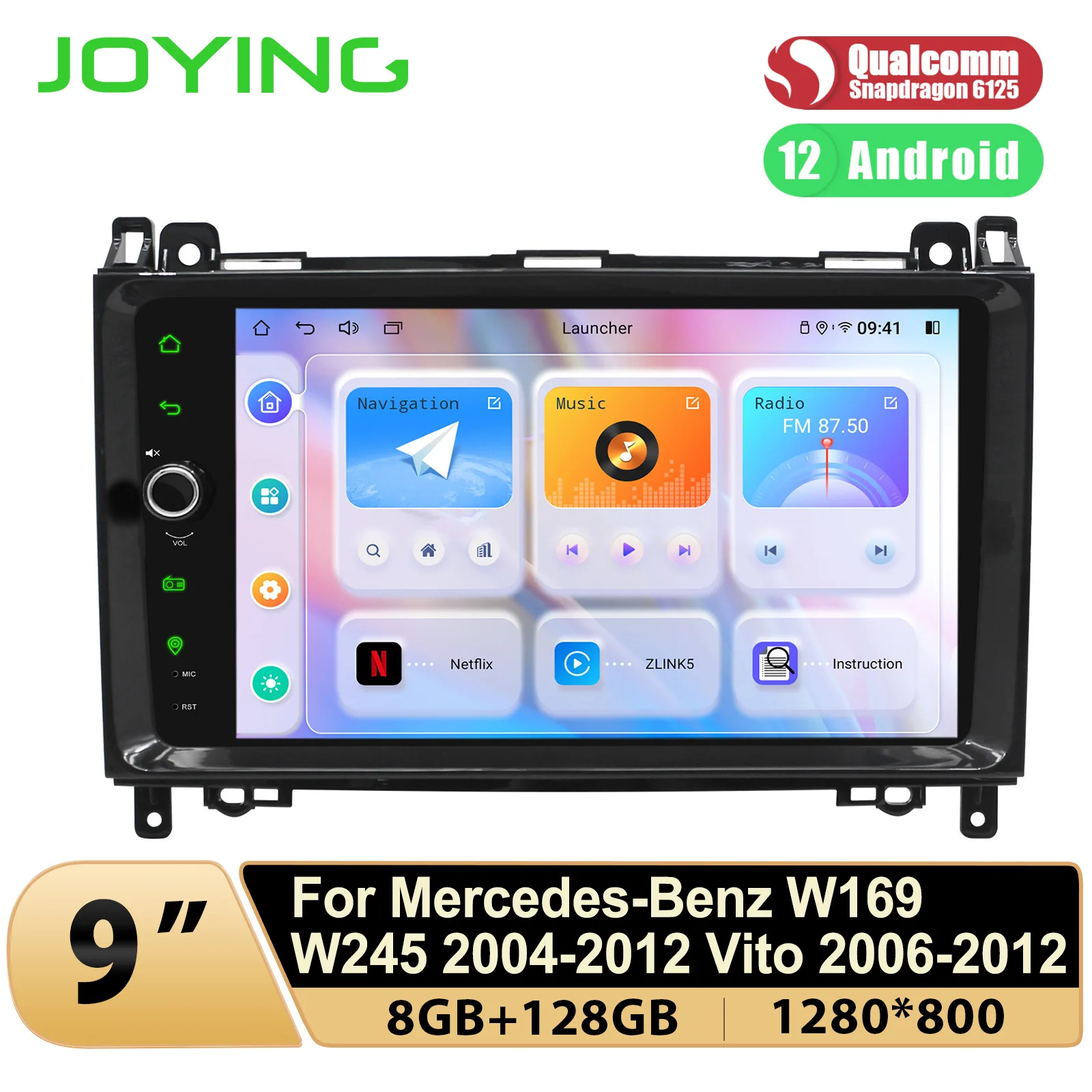 Joying 9"Upgrade Car Radio Stereo Head Unit Multimedia Player For Mercedes-Benz W169 W245 B200 Vito 2004-2012 Plug and Play .