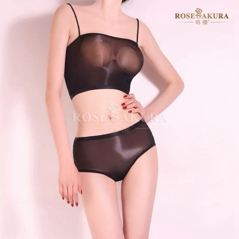 

Бесшовное ультратонкое женское нижнее белье Luo Ying8391: глянцевые трусики-стринги и бесшовный топ-бюстье без бретелек, сексуальное и глянцевое