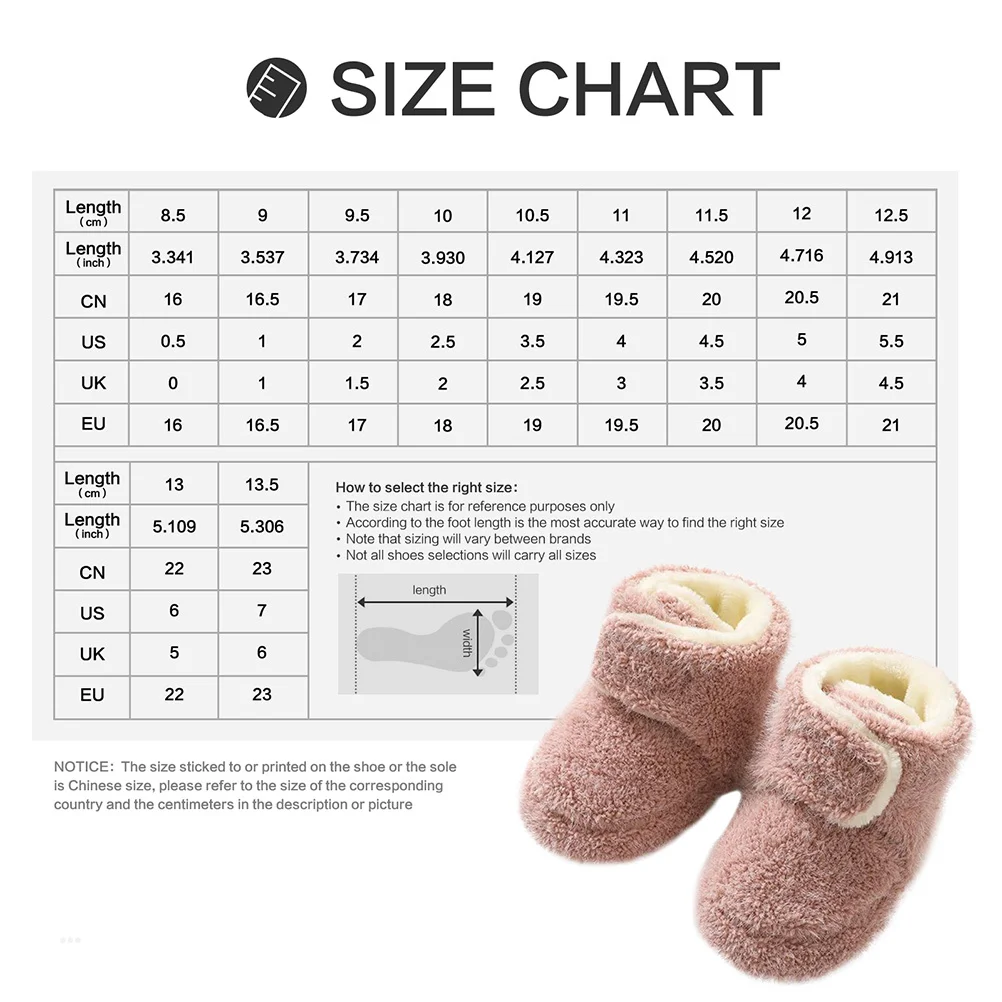 

Baby Toddler Shoes Infant Walking Keep Warm Woolen Footwear Non Slip Soft Sole Durable Comfortable Easy to Wear Match