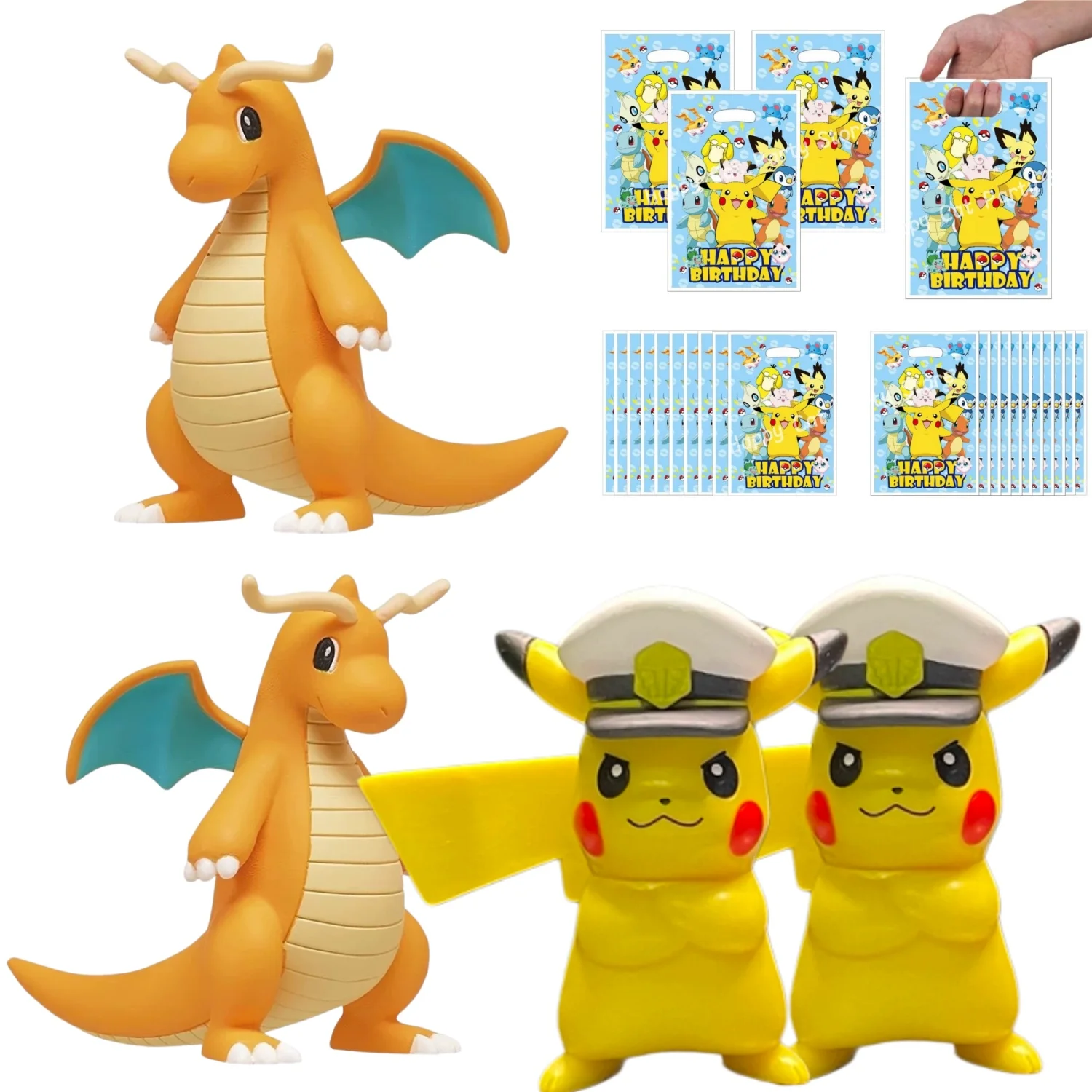 Figuras de Pokémon, bolsa de regalo de Pokémon, bolsa de regalo de cumpleaños de Pikachu, bolsa de dulces de Pikachu, embalaje, recuerdos de fiesta para niños, regalos de cumpleaños Pokemon