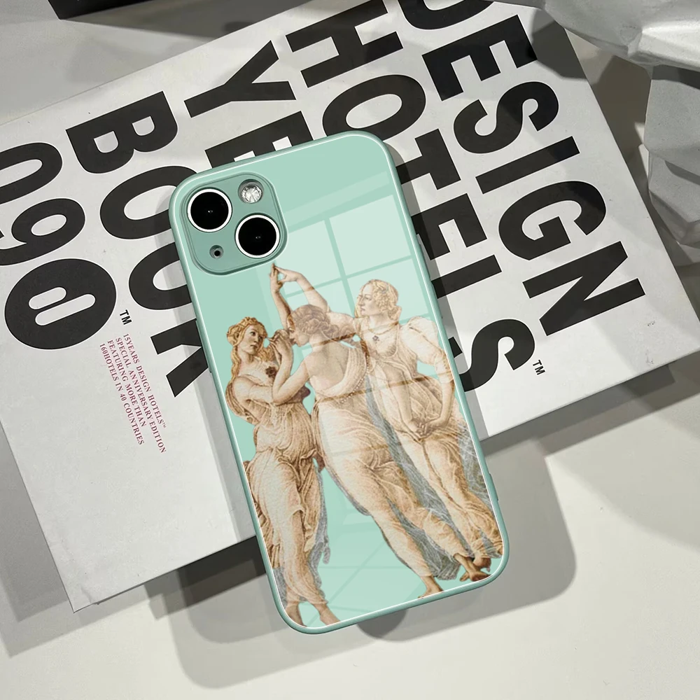 Art Aesthetic Renaissance Tempered Glass Case for IPhone 14 11 12 XR XS MAX 7/8 X 13 Botticelli La Primavera Spring 1481 Cover