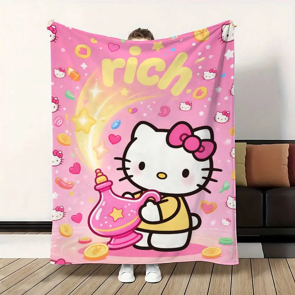 Кавайное розовое волосатое одеяло с котенком для декоративного дивана, теплые зимние одеяла, домашнее покрывало на кровать, украшение для спальни, плед на колено