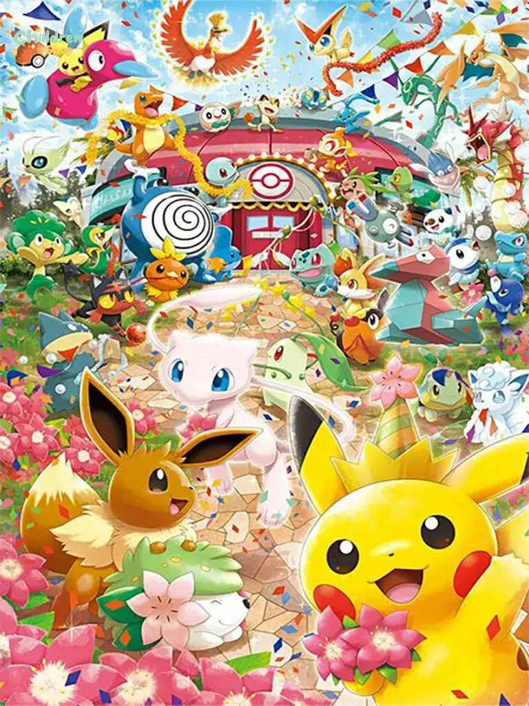 1pc Frameless Pokemon Pikachu Japanese Anime Cartoon Diamond Painting ,No Frame